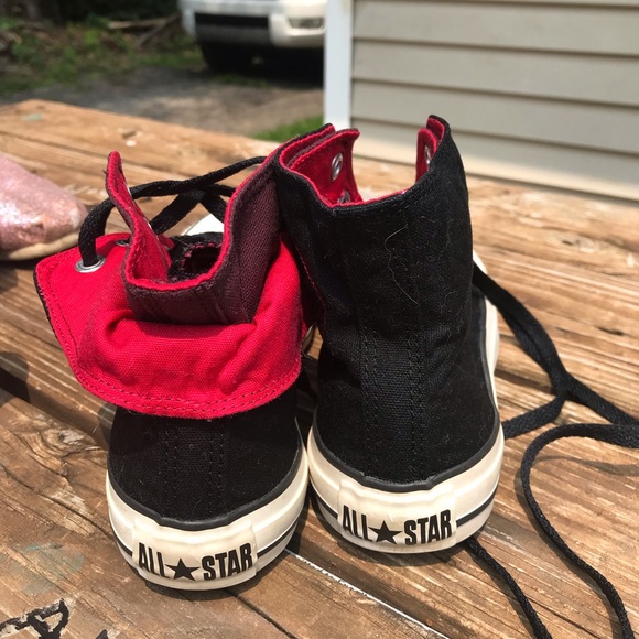 💕Black & hot pink fold down converse - Picture 2 of 12